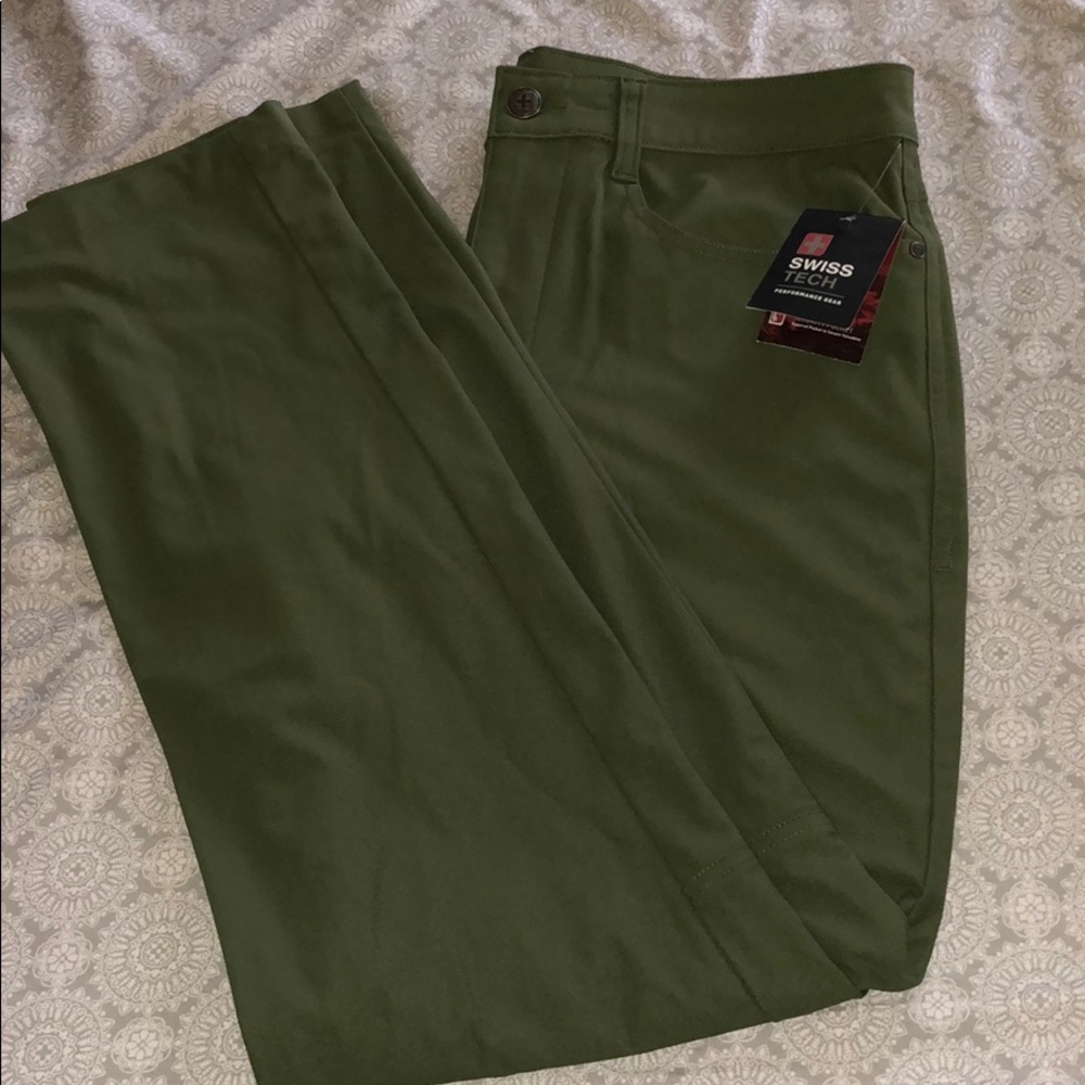 Swiss tech olive pants